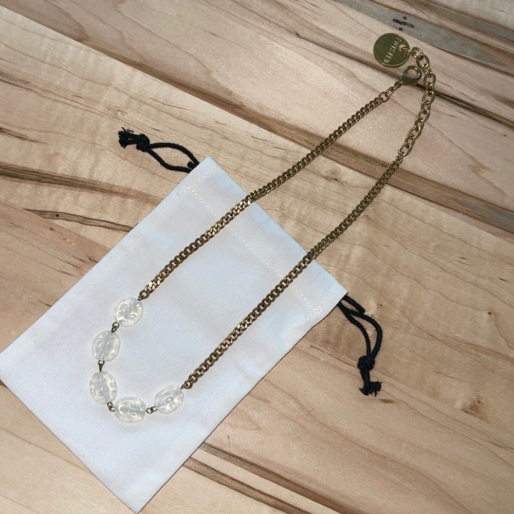 TWISTED SILVER Clear Stone Brass Necklace